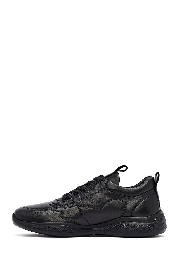 Erkek Siyah Bağcıklı Deri Sneaker 25SFD642318 - 2