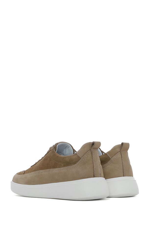 Erkek Vizon Bağcıklı Kalın Tabanlı Deri Sneaker 25SFD700214 - 5