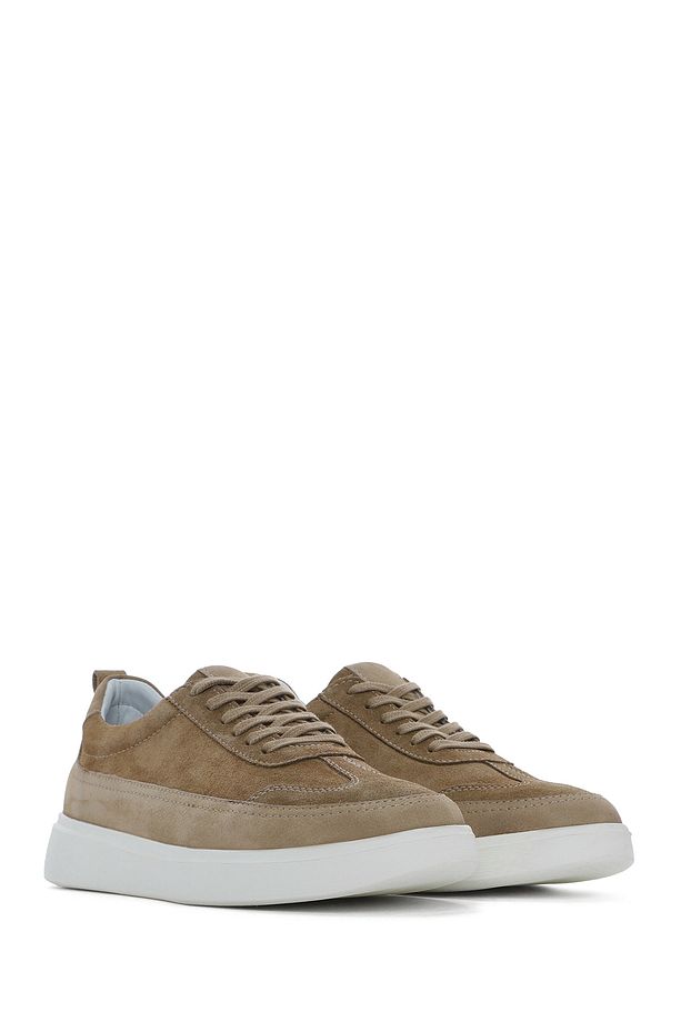 Erkek Vizon Bağcıklı Kalın Tabanlı Deri Sneaker 25SFD700214 - 3