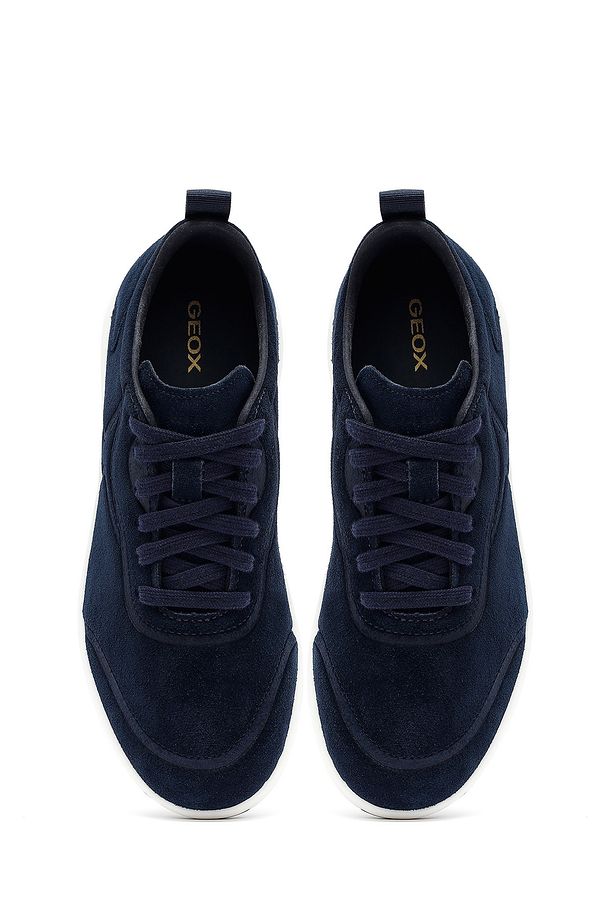 Erkek Lacivert Kalın Tabanlı Bağcıklı Süet Deri Sneaker U46LFA00022C4064 - 7