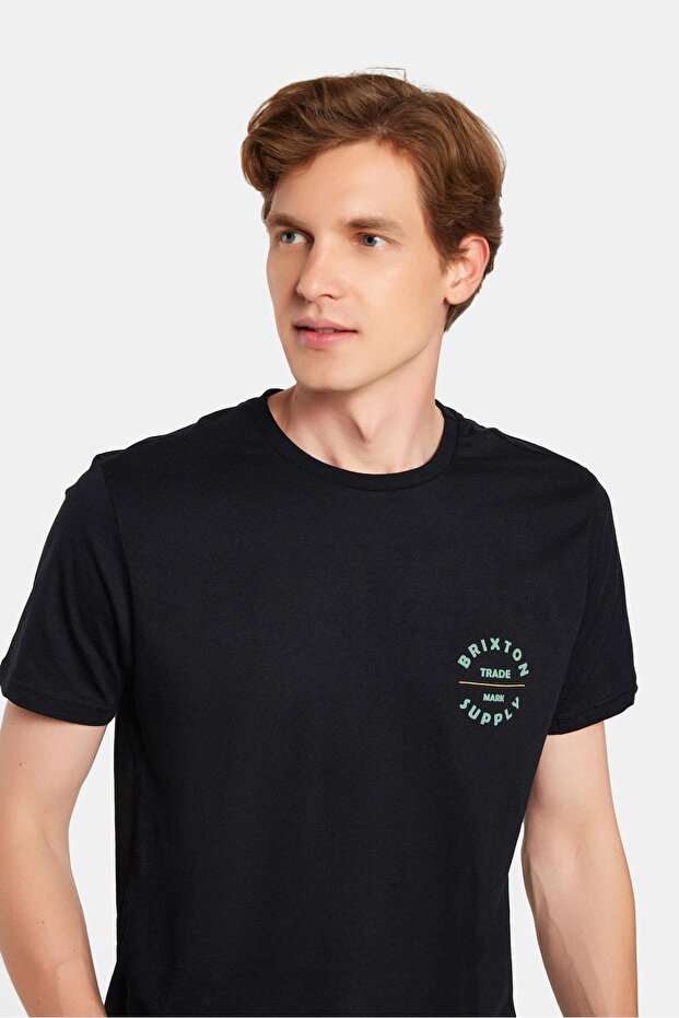 Men's Slim Fit Slim Fit 100% Cotton Soft Texture Printed Black Crew Neck T-Shirt