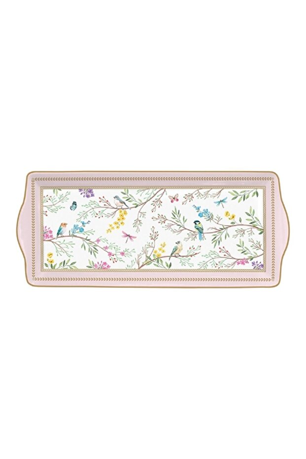 طبق تقديم مستطيل متعدد الألوان بنقشة لحن الطيور، 36 سم - 1