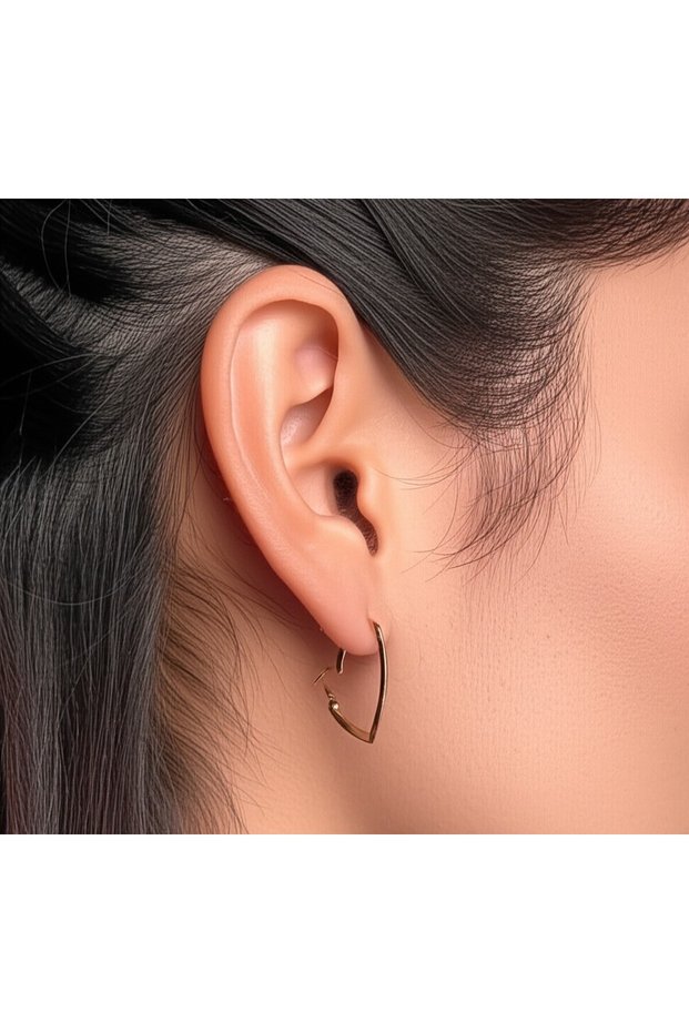 Women's Gold Ring Heart Earrings, Gold Color