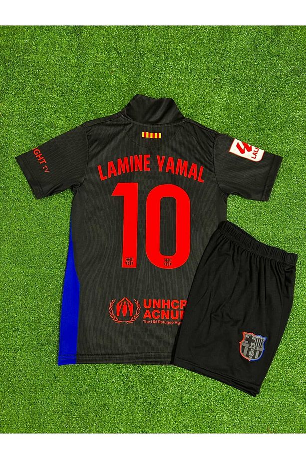 F.'c B.a.r.c.e.l.o.n.a 2024/25 Sezonu Lamine Yamal Deplasman Çocuk Forması 2'li Set (BLACK 10) - 1