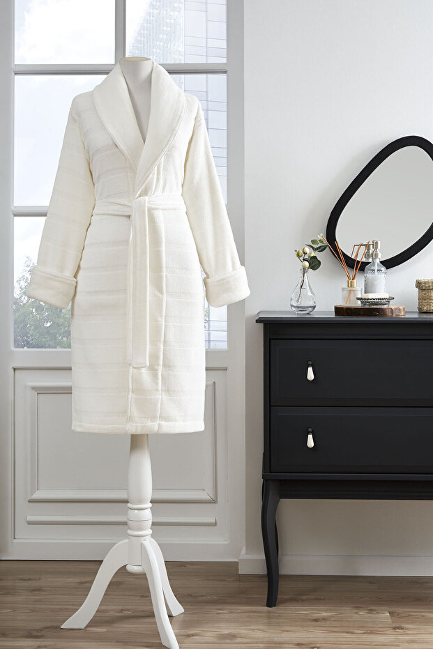 Sadem Organic Stripe Shawl Collar Bathrobe
