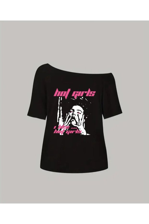 Women's Boat Neck Hot Girls Printed Oversize 100% Cotton T-Shirt