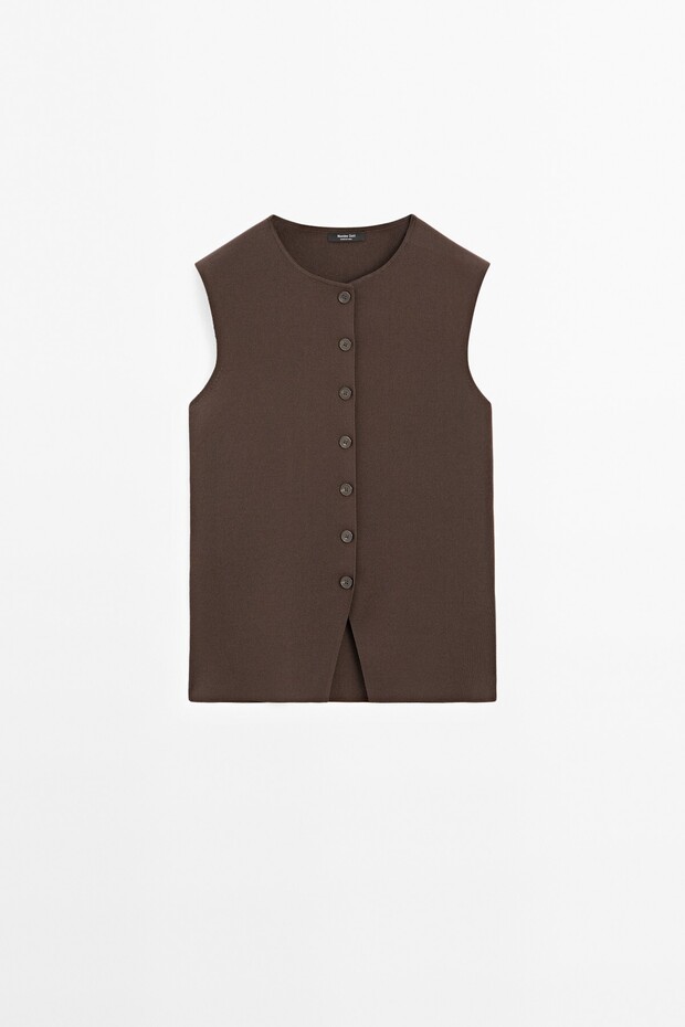 Düğmeli özel dikim triko yelek - 4