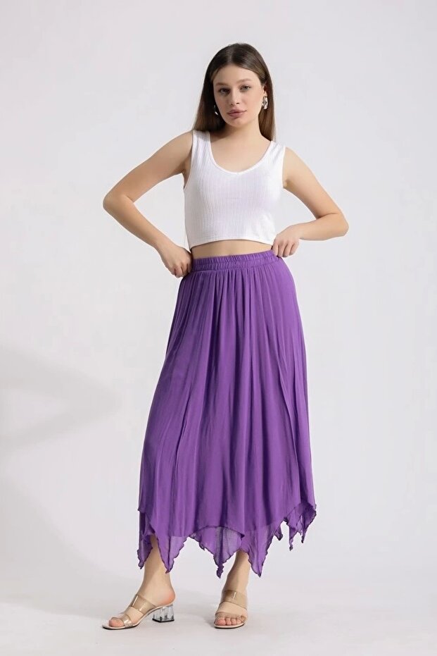 Üçgen uçlu etek-mor - 2