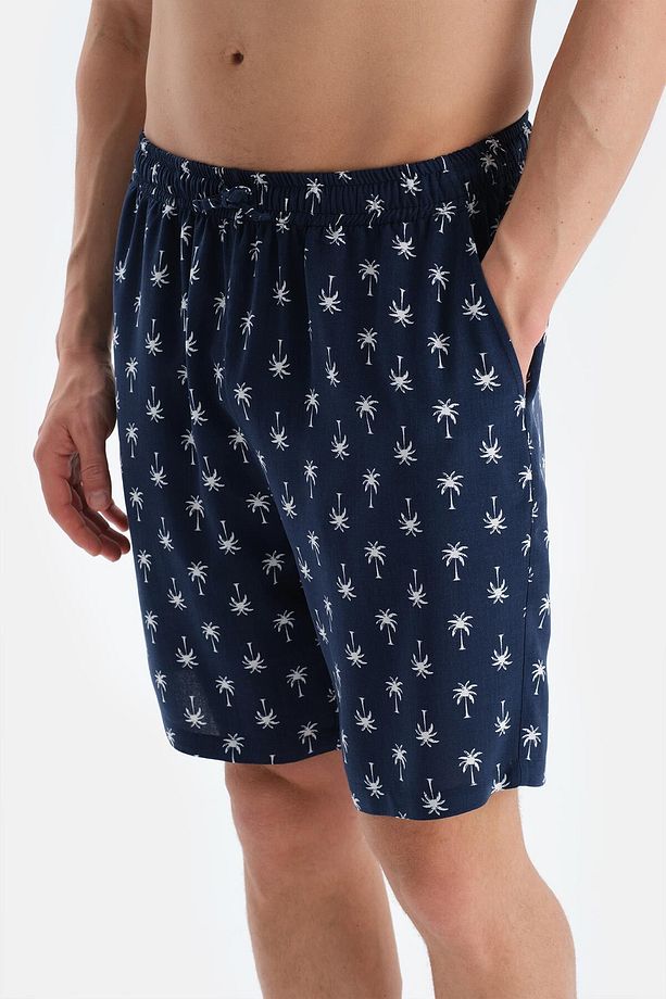 Ekru Baskı Detaylı Bisiklet Yaka Tişört Şort Pijama Takımı - 7