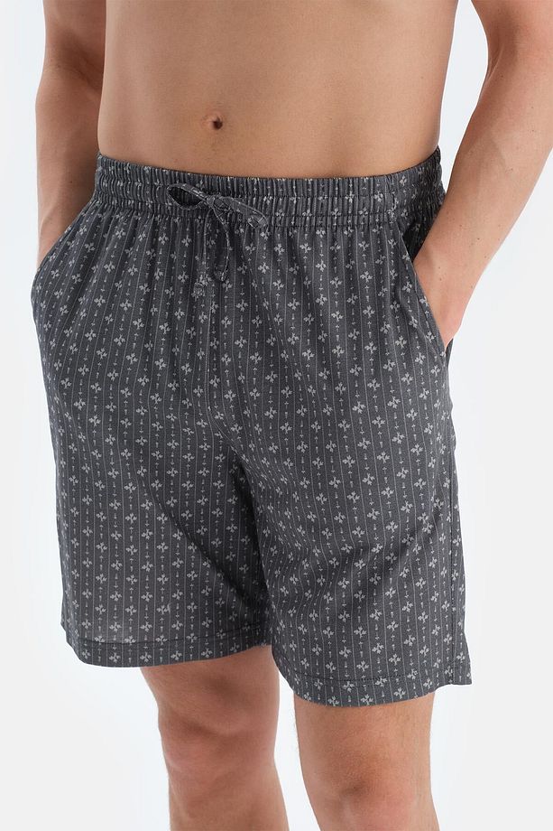 Indigo Baskı Detaylı Kısa Kollu Tişört Şort Pijama Takımı - 6