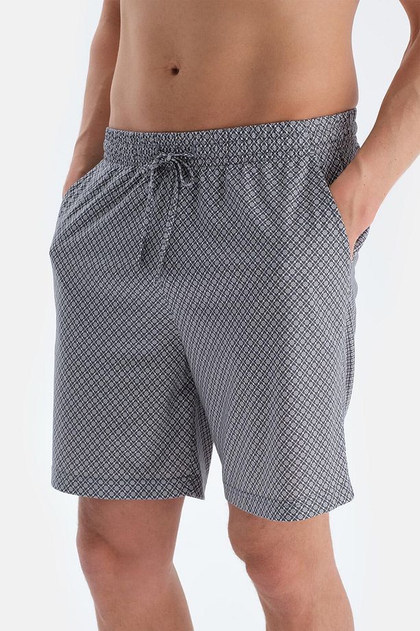 Indigo Baskı Ve Dikiş Detaylı Tişört Şort Pijama Takımı - 6