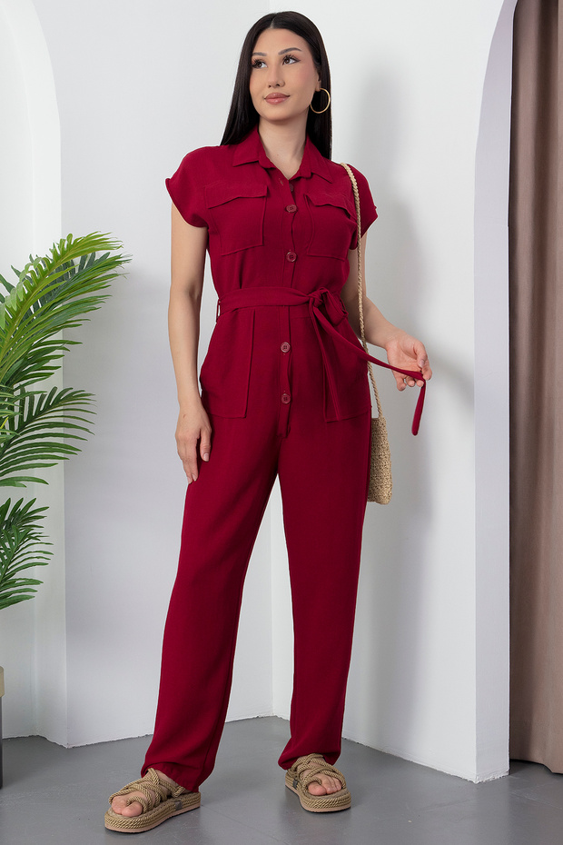 Cepli Kemerli Düğmeli Tulum 950-2980 - 2