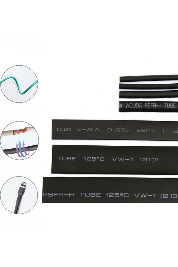 127 Parça Siyah Heat Shrink Makaron Isıyla Daralan Kablo Tamir Seti - 4