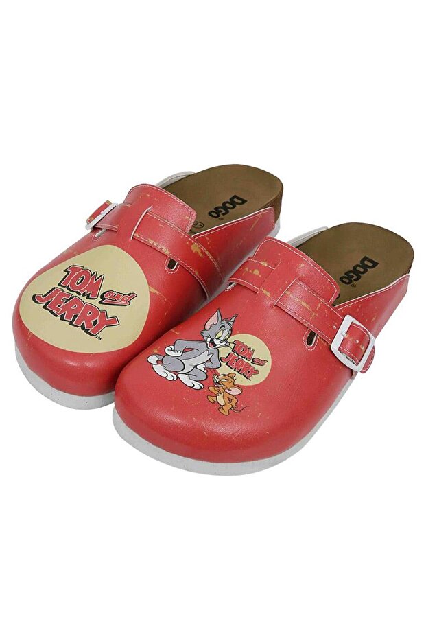 Women's Vegan Leather Orange Slippers - Warner Bros Tom and Jerry Design