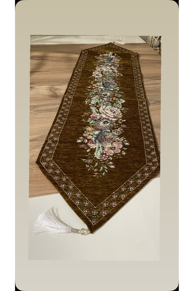 GOBLEN ŞÖNİLLİ RUNNER KAHVE - 1