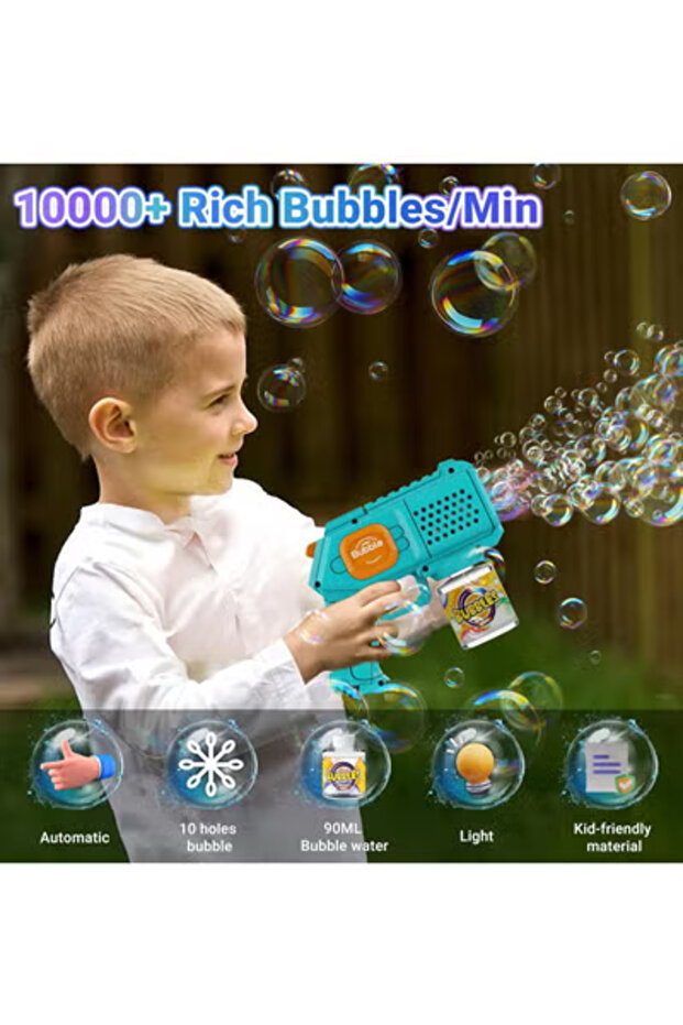 Multicolor Bubble Maker Machine with Lights and Bubble Solution - 6
