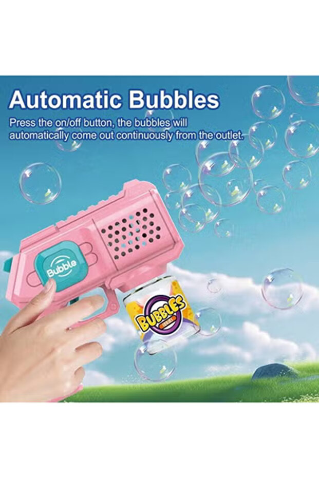Multicolor Bubble Maker Machine with Lights and Bubble Solution - 4