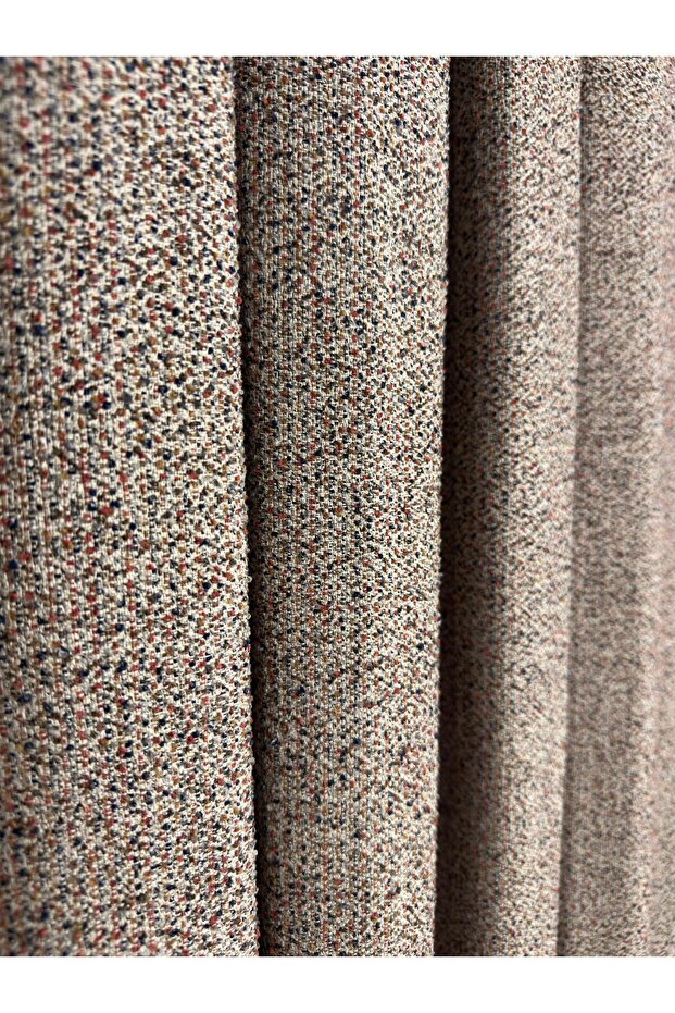 Bohemian Fabric Multicolor (Tile/Navy Blue/Coffee) Background Curtain 1/3 Tight Pleat