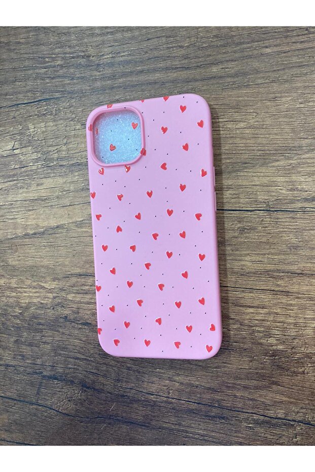 iPhone 13/14 Red Heart Printed Inside Velvet Premium Launch Silicone Phone Case