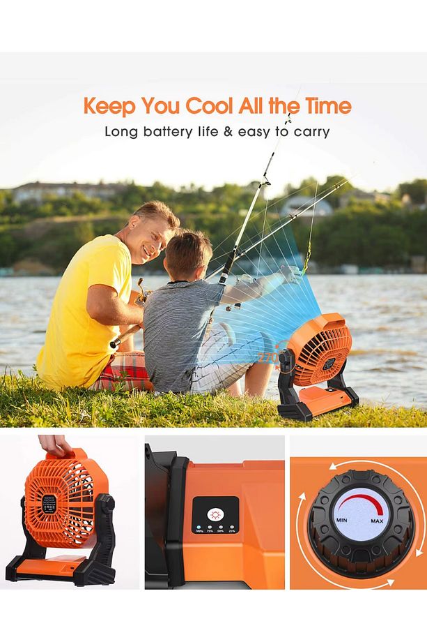 LED Işıklı Kamp Fanı, 7800MAH Taşınabilir Şarj Edilebilir FAN - 3
