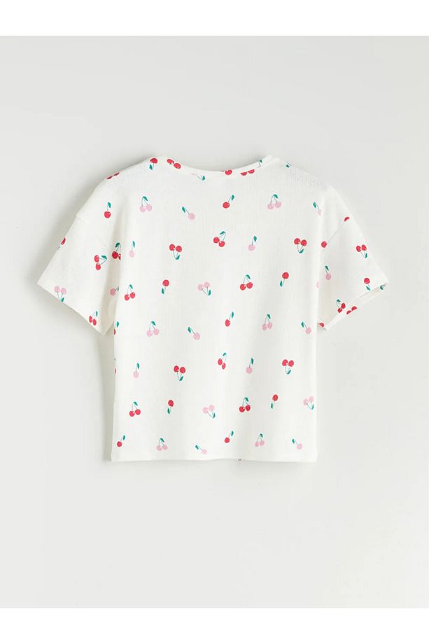 LCW Kids Ekru Bisiklet Yaka Kız Çocuk Şortlu Pijama Takımı - 3