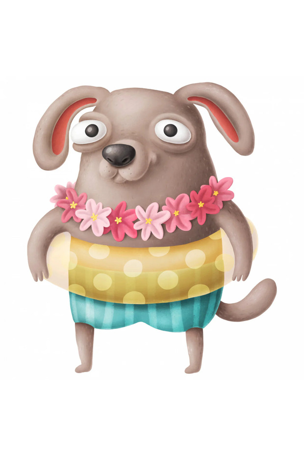Set of 8 pieces, Dog with a ring on it sticker, INOVATIX®. 6 cm - 1