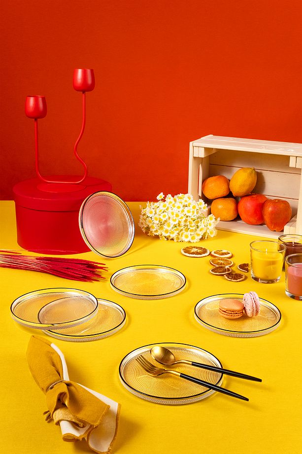 Loren 6'lı Pasta Tabağı Seti Siyah Fileli 16 Cm - 1