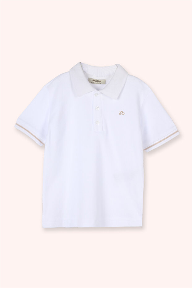 Baby Boy White Polo Neck T-Shirt