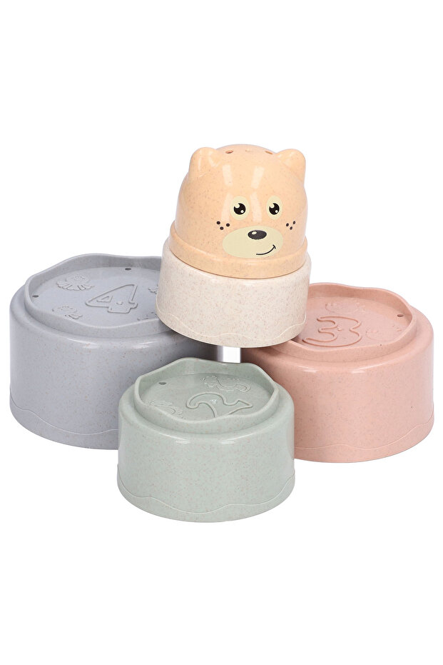 Educational and Interactive Set, Stacking Tower, Teddy Bear, 5 Pieces - 5