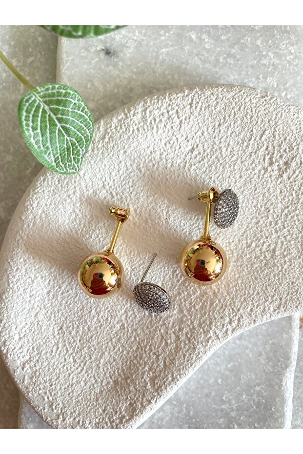 Zircon Stone Ball Steel Earrings
