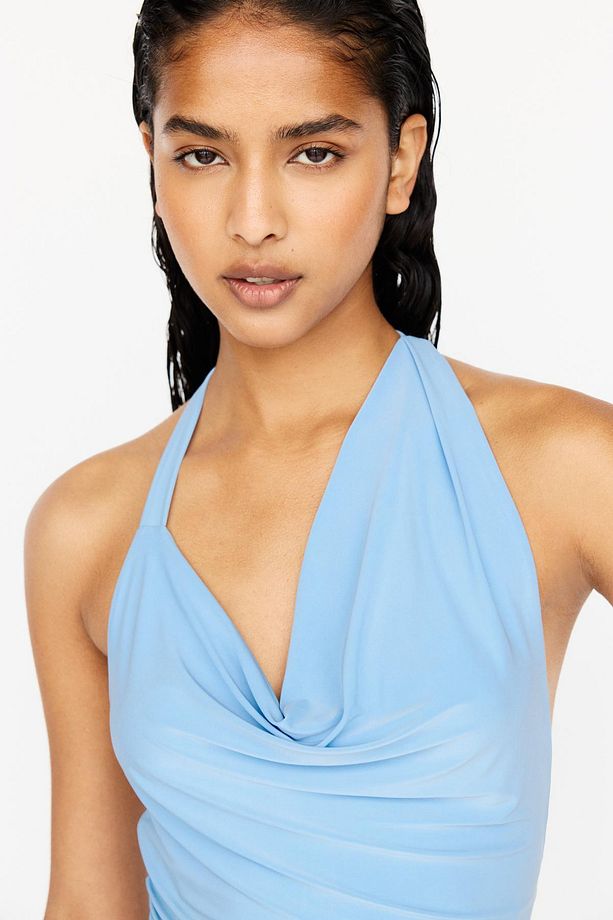 Asimetrik drape halter top - 5
