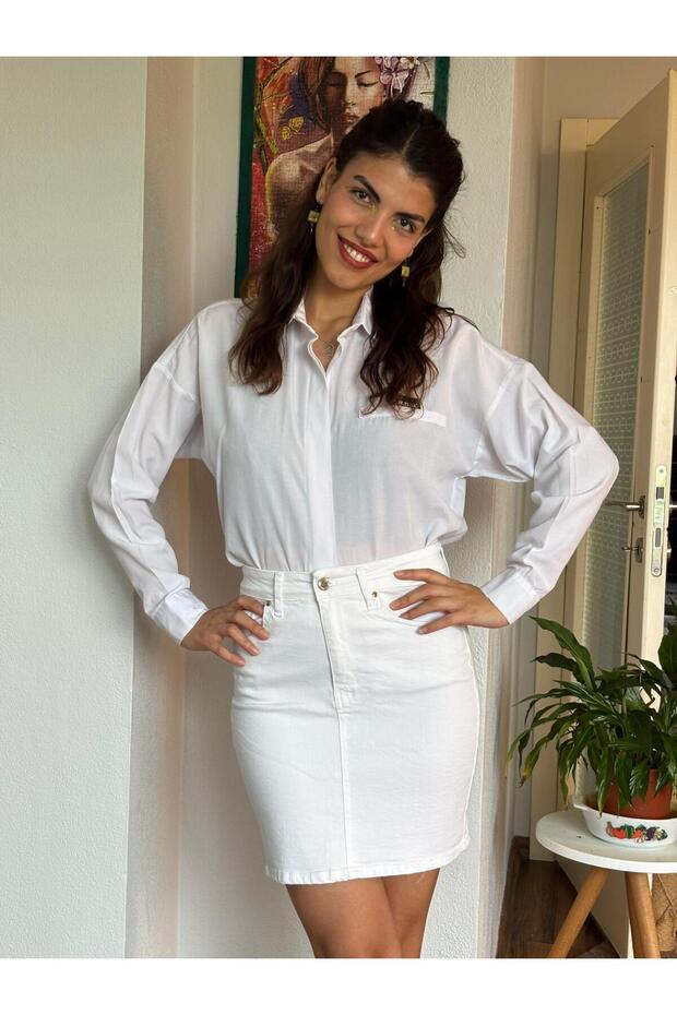 Likralı Esnek Düz Basic Etek - 4