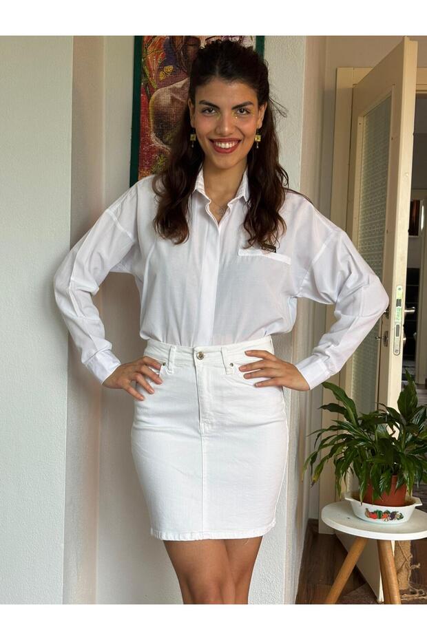 Likralı Esnek Düz Basic Etek - 1