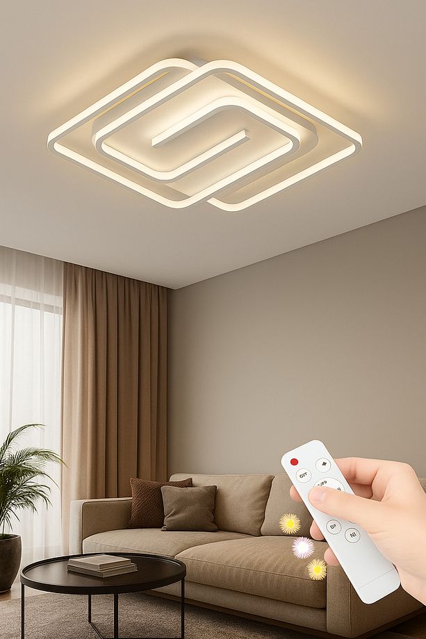 Labirent Model Tavan Led Avize,3 Renkli Led Avize,kumandalı Avize,kare Siyah Avize,plafonyer Avize - 2