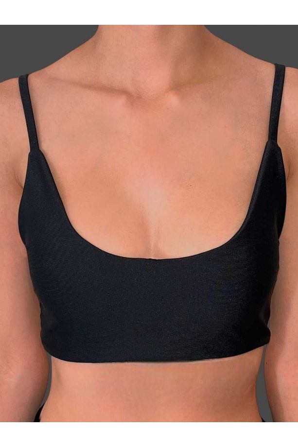 BUVIA Siyah Atlet Form Bikini Üstü – Minimal & Desteksiz Tasarım - 1