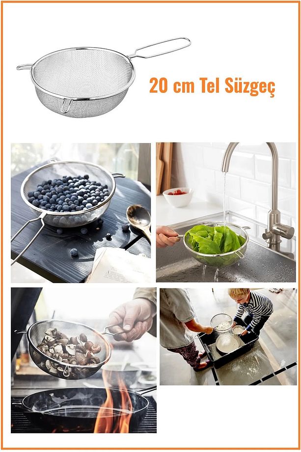 QUİCK 4 Adet Süzgeç Seti Paslanmaz çelik - 3
