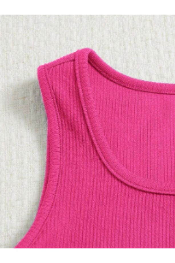 Ribanalı İkili Takım – Crop Top & Şort | Çocuk ve Genç Kız Yaz Kombini | Fitilli Crop ve Şort Takımı - 3