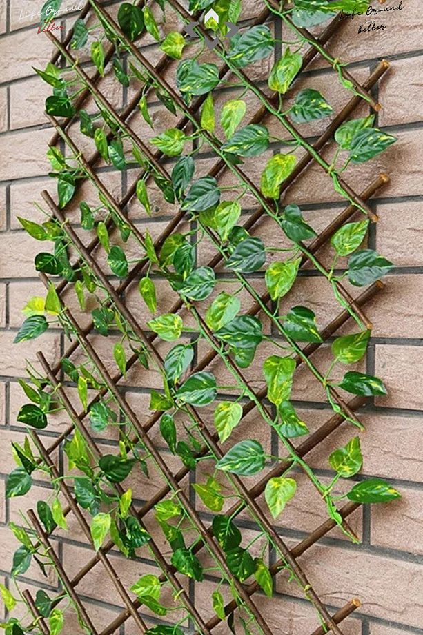 Yaprak Desenli Katlanır-Açılır Ahşap Bahçe Çiti Yaprak Duvar Çit Örgü Balkon Teras Çiti Çim - 4