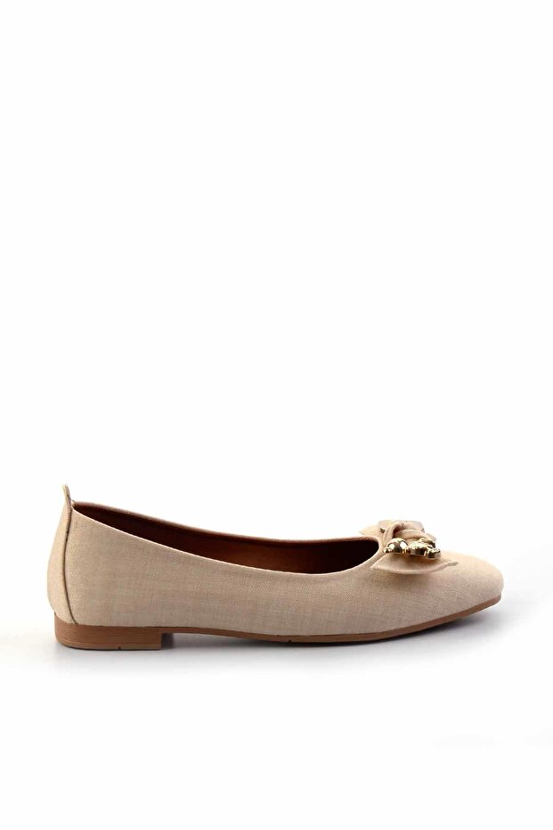 Beige Fabric Women's Ballerinas K01956555504