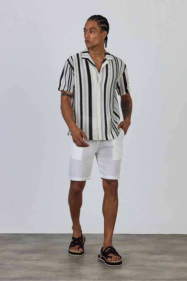 Örme Jakar Desenli Oversize Gömlek - 5