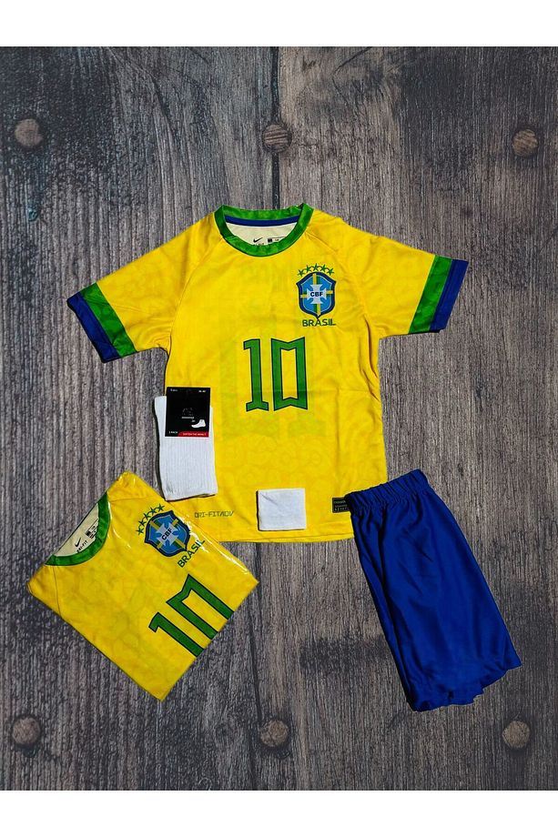 Brezilya 24/25 Yeni Sezon Neymar- Jr Çocuk Forması Şort Çorap 4'lü- Seti - 2
