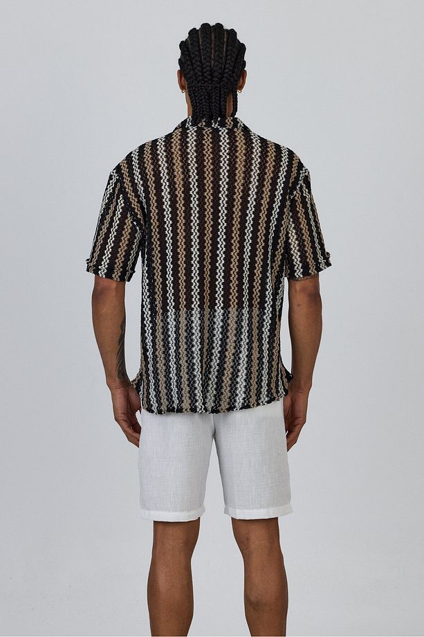 Örme Jakar Desenli Oversize Gömlek - 2