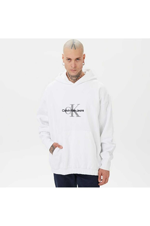Calvin Klein Jeans Archival Monologo Men's White Sweatshirt