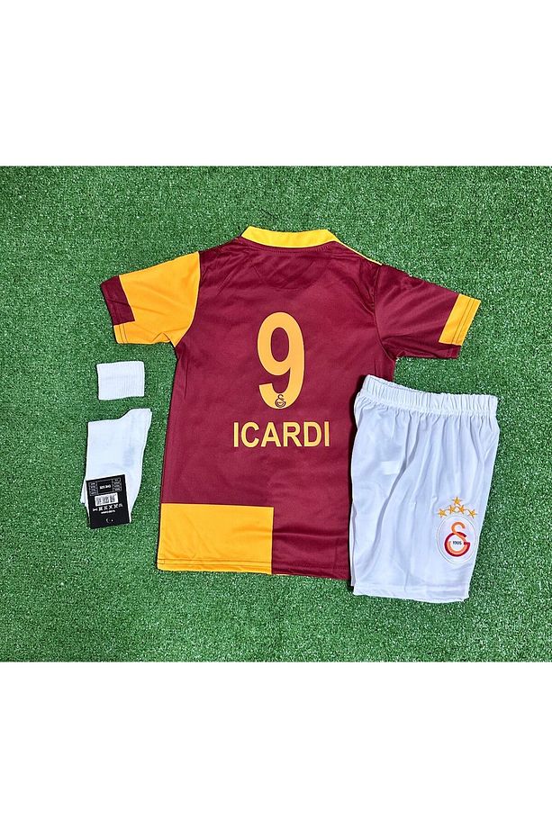 Gâlatâsarâ.y 2025/26 5 Yıldızlı İç Saha Parçalı M'a.u.r.o İ'c'a'r'd'i Çocuk Forması 4lü Set - 1