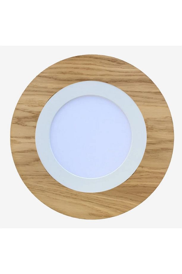 20 Cm Çap, Günışığı Ahşap Mdf Meşe Kaplama Tavan Aydınlatma Sıva Üstü Led Armatür, Lambader, 20cm - 3