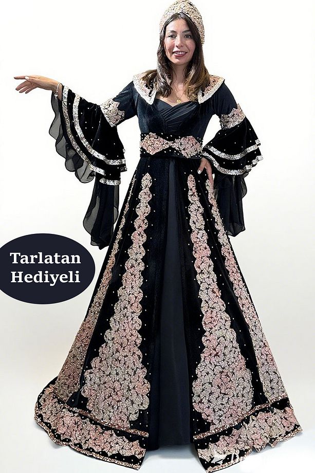 Bindallı Kaftan Kına Gecesi Gelin Elbisesi - Tarlatan Hediyeli - 2