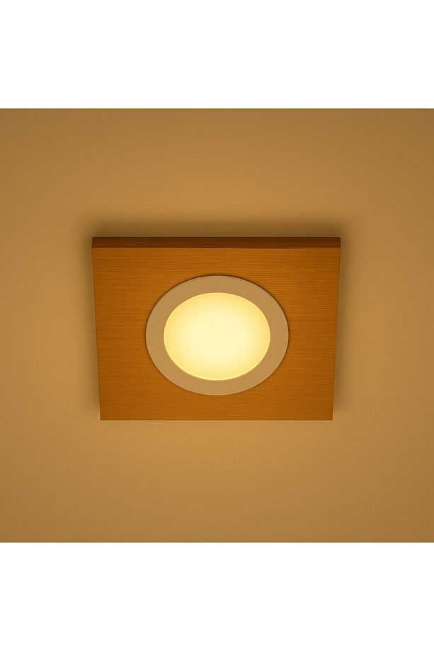 Ahşap MDF Led Tavan Armatürü, Tavan Led Aydınlatma Tak Çalıştır, Tek Vida Montaj 26x26cm Çap - 1