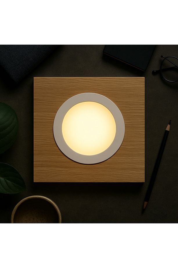 Ahşap MDF Led Tavan Armatürü, Tavan Led Aydınlatma Tak Çalıştır, Tek Vida Montaj 26x26cm Çap - 3