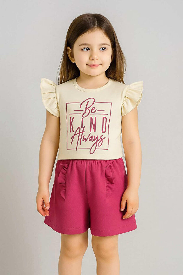 New Season Ruffled Stylish Girl's Summer Suit