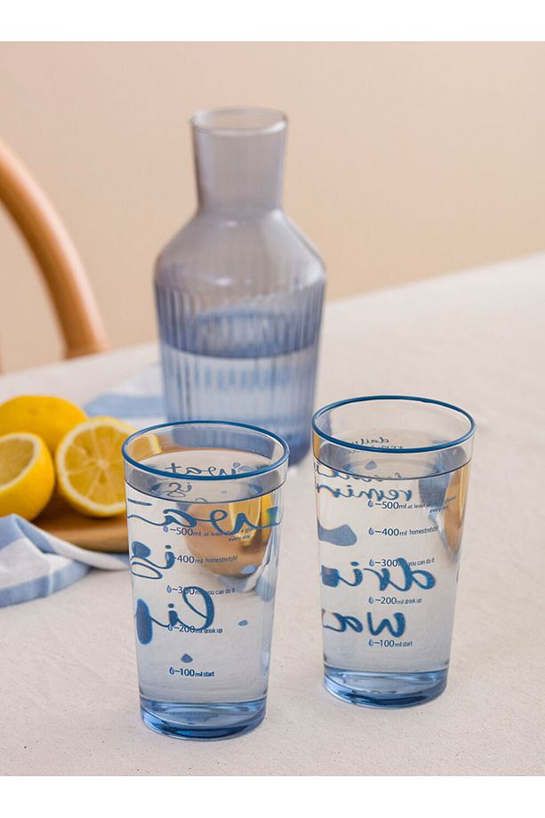 LCW HOME Mavi Yazı Baskılı Bardak Seti 2'li 570 ml - 2